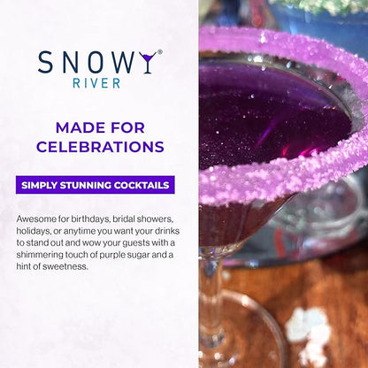 Snowy River Purple, Cocktail & Margarita Sugar Rimmer - Vibrant Naturally Colored Sugar for Cocktail Rimming, Baking & Decorating, Medium Crystal - 4oz