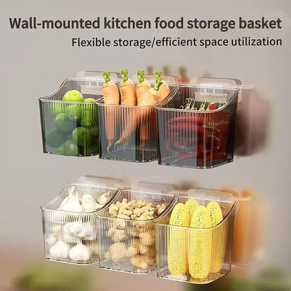 6Pack Wall Mount Organizer, Adhesive Cabinet Door Storage Bins, Clear Makeup Containers, Stackable Organizer Basket for Kitchen, Bathroom, Cabinet, Pantry, Office，Refrigerator Small Items storage