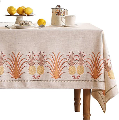 patdrea Designer Linen Tablecloth for Rectangle Table,Pineapple Pattern Extra Long Tablecloths,Table Cover Cloth Decor for Kitchen Dining Christmas,Tea Party,Thanksgiving,67"x118"-Pineapple B