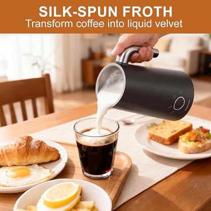 Milk Frother, Electric Milk Frother and Steamer 400W, Automatic Warm and Cold Foam Maker and Milk Warmer 4 in 1 with 2 Whisk for Latte, Cappuccino, Macchiato, Hot Chocolate Coffee