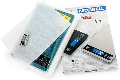Nicewell Food Scale, 22lb Digital Kitchen Scale Weight Grams and oz for Cooking Baking, 1g/0.1oz Precise Graduation, Stainless Steel and Tempered Glass (Ash Silver)