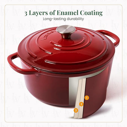 Larder & Vine 21 Piece Cookware Set (Cabernet) | Dutch Oven, Utensil Set, Saucepan, Skillet, and Trivets