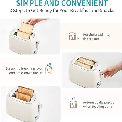 Ultrean Toaster 2 Slice with Extra-Wide Slot for Toasting Bagels, Breads, Waffles & More, Stainless Steel Material with Removable Crumb Tray, 6 Browning Settings