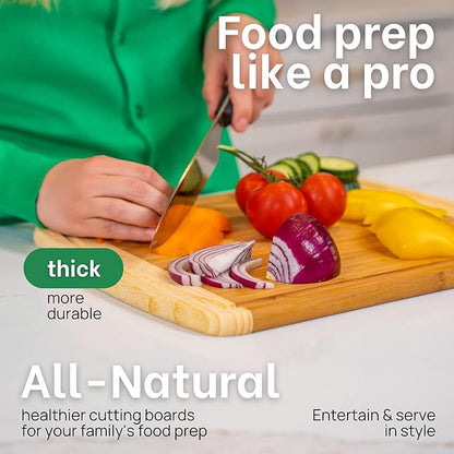 GREENER CHEF 12 Inch Small Bamboo Cutting Board with Lifetime Replacements - Small Wooden Chopping Board for Kitchen, Meat, Vegetables, Cheese, Bread, Charcuterie, and Everyday Food Prep