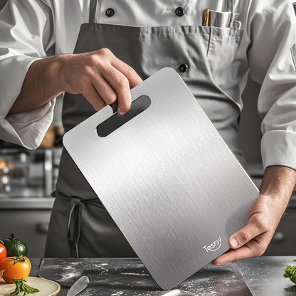 2 Pack Titanium Cutting Board - 100% Pure Titanium Cutting Boards For Kitche,Easy to clean, Double-sided food-grade Cutting Board For Meats, Fruits And Vegetables (18 * 12)