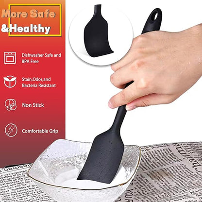 8 Pieces Silicone Spatula, 8.5 inch Non-stick Spatulas with Stainless Steel Core,Heat Resistant-500℉, Food Grade Silicone, Dishwasher Safe, for Mixing,Cooking,Baking (Black)