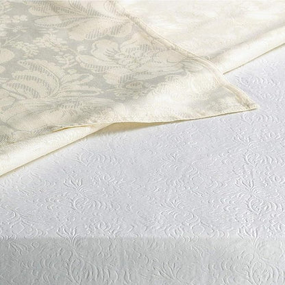Home Bargains Plus Quilted Heavy Duty Table Pad Protector with Flannel Backing, Cut to Fit, Heat Resistant, Wipe Clean, Protects Table from Spills and Scratches, White, 52” x 52” Square