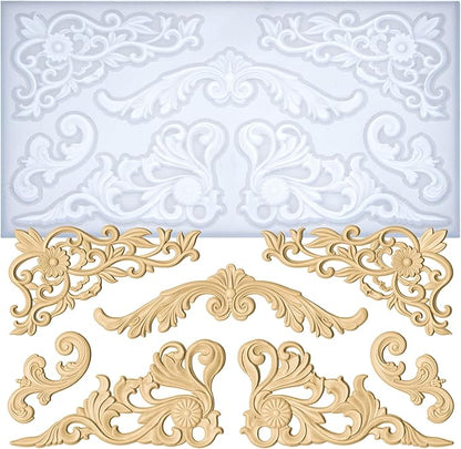 Art Molds for Polyclay Air Dry Clay Plaster Epoxy Resin Fondant Cake Decor Rococo Embellishment