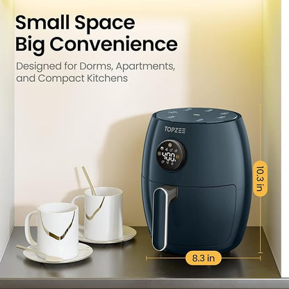 Small Compact Air Fryer, 2.1QT, 4-in-1 Small Mini Airfryer, Bake, Roast, Reheat, 98% Less Oil, Adjustable Temperature Control w/ 60min Timer, Quiet, Nonstick & Dishwasher Safe, BPA-Free, Dark Blue