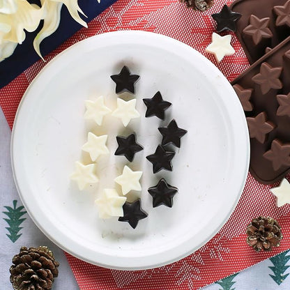 Small Star Chocolate Molds Silicone, Food Grade Silicone Candy Molds for Bite Size Gummy/Jelly/Fruit Snacks, 15 Cavities Mini Star Mold for Soap/Candle/Wax Melt, 2 Pcs