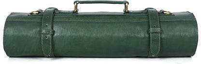Leather Knife Roll Storage Bag, Elastic and Expandable 10 Pockets, Adjustable/Detachable Shoulder Strap, Travel-Friendly Chef Knife Case (Copper, Leather)