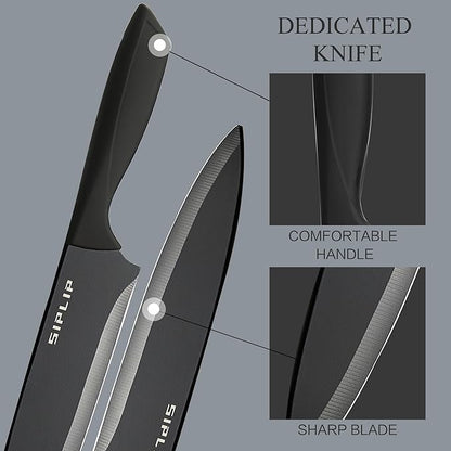 Kitchen knife set with Magnetic knife holder, 15 pieces high carbon stainless steel sharp kitchen knife set including chef's knife, bread knife, serrated steak knife set