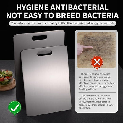 Katuchef Titanium Cutting Board 2025 New Upgrade Pure Titanium Cutting Boards for Kitchen Double Sided Cutting Boards Non Toxic,Hygiene Durable Chopping Board Suitable for Dishwasher Safe(18.11*11.81)