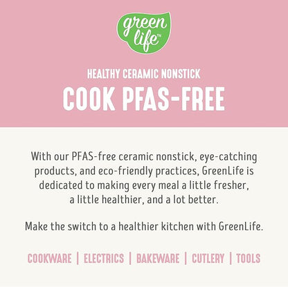 GreenLife 8QT Slow Cooker, Non-Toxic PFAS-Free Ceramic Nonstick Removable Interior Bowl, Programmable, Family Friendly, Keep Warm, Stovetop & Oven Safe, Dishwasher Safe Parts, Timer, Glass Lid, Pink