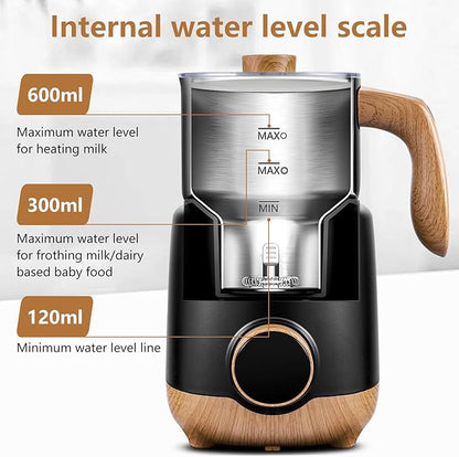 AMZCHEF 8-IN-1 Milk Frother and Steamer 21 oz, 550 Watts Split Stainless Steel Automatic Steamer, Milk's Warmer for Latte, Cappuccino, Hot Chocolate, Hot and Cold Froth, Heated Milk, Baby Food Silver