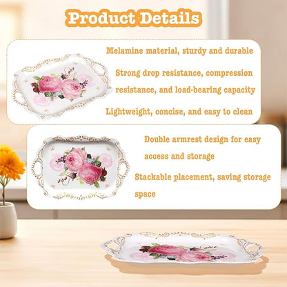 Melamine Serving Trays, 3-Pack Serving Tray Platter Trays for Serving Food, Melamine Tray Serving Platter for Gift, Party, Decor, Home, Restaurant (16" L x 11" W x 1.4" H)