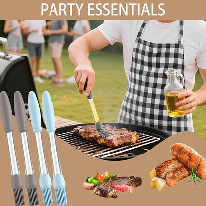 4-Pack Heat-Resistant Silicone Basting Brushes for Cooking - Ideal for Spreading Oil,Sauces,Butter,Perfect for BBQ,Baking,Grilling and Outdoor Use