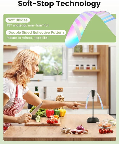 4Pack Food Fan for Table, AA Battery Powered, Portable Fan with Flexible Gooseneck and Soft Blades, Soundless Table Fan for BBQ, Picnic, Party, Patio (Non-rechargeable,Black)