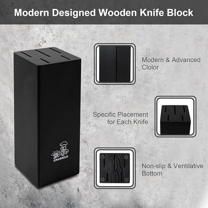 knife set.7piece kitchen knives block set with sharpener.Premium Stainless Steel Cooking Knife Set for Chef,Hardwood Kitchen black Knife Set .Dishwasher Safe Knives Sets for Kitchen.