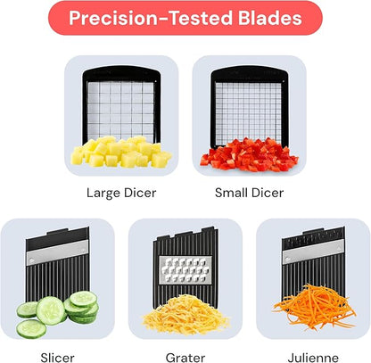Fullstar All-in-1 Vegetable Chopper and Mandoline Slicer for Kitchen - Cheese Grater, French Fry Cutter, Cheese Slicer - Bonus Handheld Spiralizer Included (6 in 1, Stainless Steel)