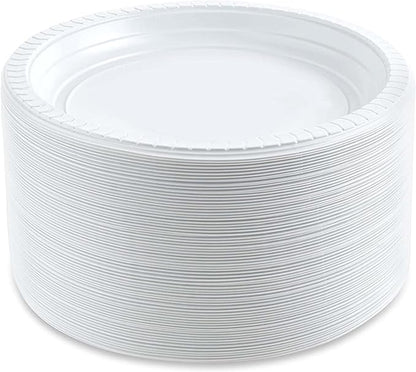 PLASTICPRO 6'' inch Round Plastic Plates Microwaveable, Disposable, White, Dinnerware 800 Count