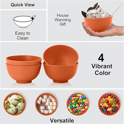 Wrova wheat straw small bowls 10oz set of 8 - Unbreakable Dessert Bowls - Mini Bowl Sets for Ice Cream,Snack and Fruits - Microwave & Dishwasher Safe Appetizer Bowls. Orange