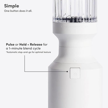 The Beast Mini Blender | Mini Countertop Kitchen Blender | Blend Smoothies and Shakes, Dressings, Sauces, Dips | Straw Cap and Straws Included | 600W (Cloud White)