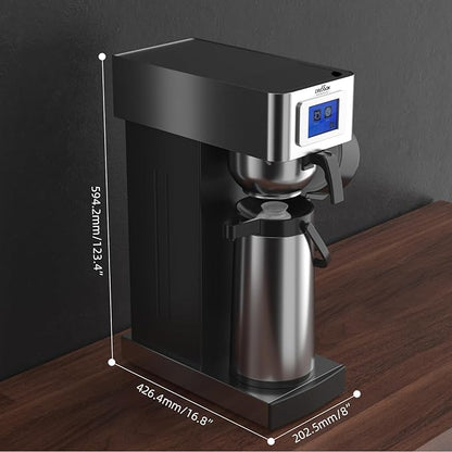 crosson Auto Filling Commercial Coffee Brewer, Plumbed Direct Waterline Drip Coffee Maker with 24 Hours Hot 2.2L Airpot Coffee Carafe Dispenser with Pump