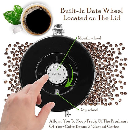Mixpresso Gooseneck Pour Over Coffee Kettle, Barista Pour Control Design, High-Grade Stainless Steel 1.2 Liter Bundle With Bronze Stainless Steel Airtight Coffee Container with Date Tracker For Coffe