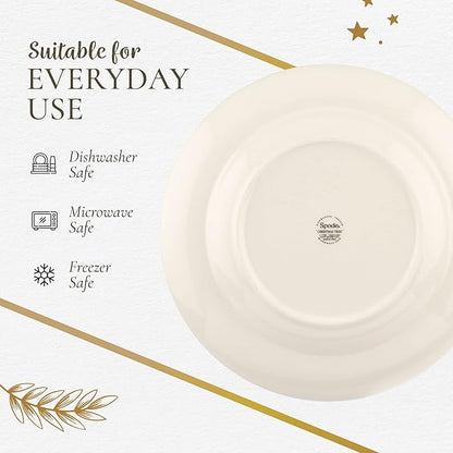 Spode Christmas Tree Tartan Dinner Plate, 10.5-Inch Festive Holiday Tableware, Colorful Christmas Dishes with Tartan Plaid Border, Fine Earthenware, Microwave & Dishwasher Safe Decorative Plate