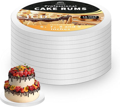 10 Packs Cake Boards 10 Inch Round - Sturdy 1/2" Thick Cake Drum, Cake Base Sturdy Multiple Layers of Corrugated Cardboard for Heavy or Multi Layer Cakes, Pastry, Display (10inch/10pcs)