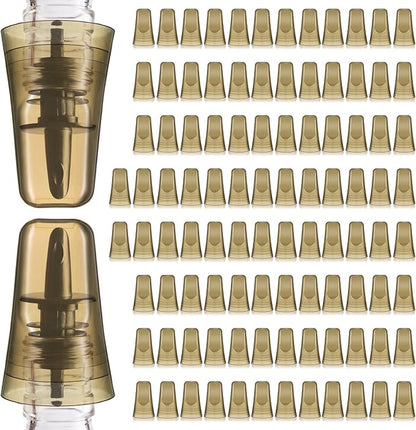 Chengu 100 Pieces Liquor Bottle Covers Pour Spout Covers Bar Toppers for Bottles Universal Pour Dispenser Dust Translucent Silicone Rubber Spout Caps for Bar Home Kitchen Tools Supplies (Champagne)