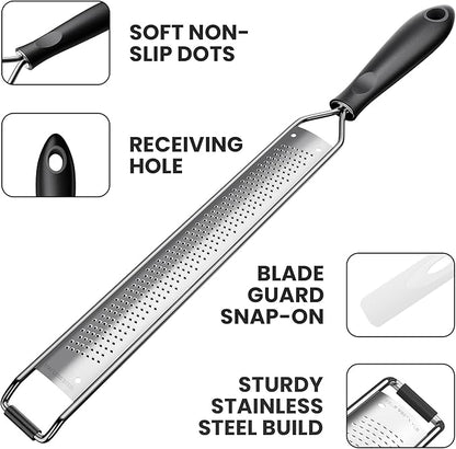 Zester Grater for Lemon Cheese with Handle,Black