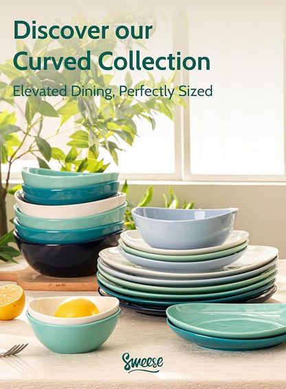 Sweese 10 oz Small Porcelain Bowls - Set of 6 - Ceramic Serving Bowls versatile for Cereal, Fruit, Dessert, Ice Cream, Snack & Yogurt - Shaded of Blue Colored