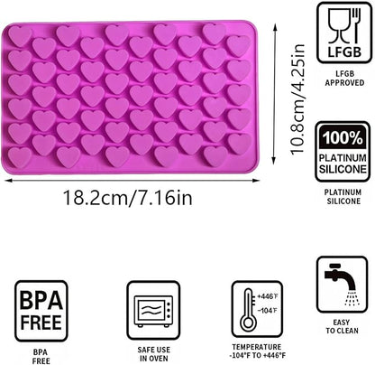 Gummy Candy Molds - 4Pcs Silicone Gummy Hearts Mold for Kids, Non-stick and Bpa Free for Mini Candy Chocolate Gummies Baking