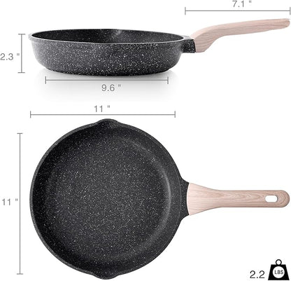 Kordisen Nonstick Frying Pan Skillet, 11 Inch Granite Cooking Pan Nonstick, Healthy and Non Toxic, Induction Compatible, PFOA Free