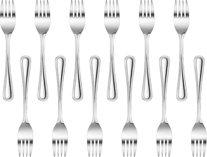 New Star Foodservice 1029734 Bead Pattern, 18/0 Stainless Steel, Salad Fork, 6.6-Inch Set of 12