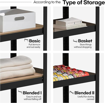 HOMEDANT House Black 5 Tier 24.4" W Laminated Metal Shelving Unit Adjustable Storage Utility Rack Heavy Duty Shelves Organization Multipurpose Shelf Kitchen Garage Pantry Closet 2 Pack