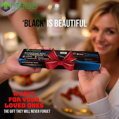 MBBS Meat Thermometer Digital with Foldable Probe | Instant Read, Ultra Fast & Backlit | 100% Waterproof (IP66) | for Kitchen, BBQ, Grill, Smoker | °C/°F Switchable (Black)