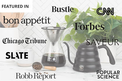 Barista Warrior Pour Over Coffee Maker Set – Pour Over Kit Includes Large Glass Carafe, Reusable Dripper Filter, and Coffee Scoop – 8 Cup Drip Brewer (34oz | 1000ml)
