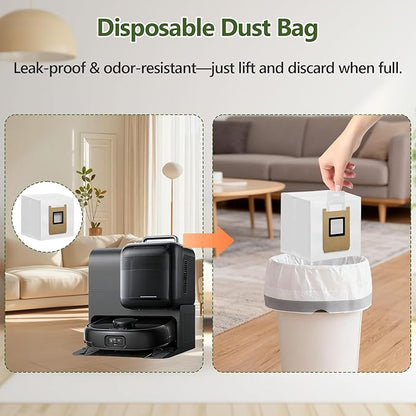 10 Pack Dust Bags Compatible with Eufy E28 Omni/E25 Omni Robot Vacuum, Heavy-Duty 4-Layer Replcement Bags, 3L Large Capacity Disposable Bag