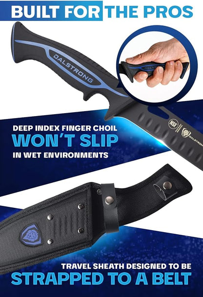 Dalstrong Chef Butcher Knife - 10”- Night Shark Series - 7CR17MOV High Carbon Steel Breaking Knife - Titanium Coated Blade - Outdoor & Fishing Butcher Cleaver -w/Sheath - NSF Certified