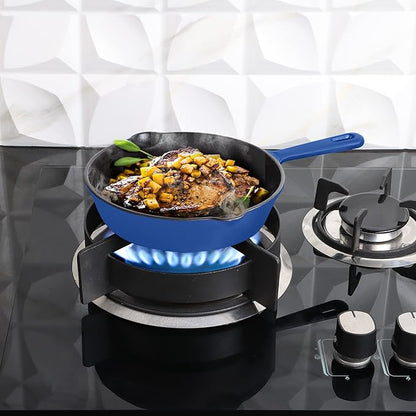 Utopia Kitchen Pre Seasoned Chefs Pan Skillet Frying Safe Grill Cookware for indoor & Outdoor Use (Blue, 8 Inch Pack of 1