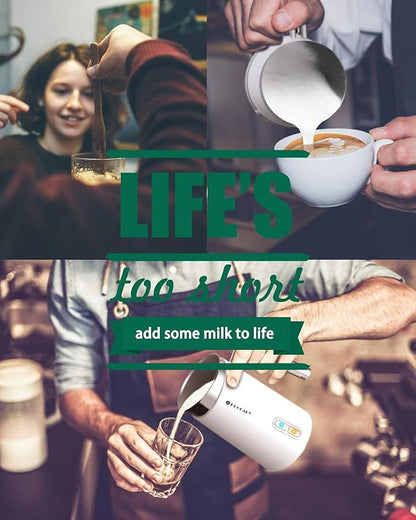 Huogary Milk Frother, Large Capacity Milk Frother and Steamer, Electric Warm & Cold Milk Foam Maker, Non Stick Automatic Milk Foam Maker and Milk Warmer for Latte, Cappuccinos, Macchiato, White