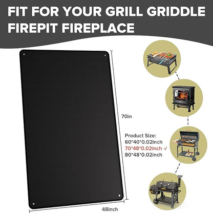 70 x 48 Inch Under Grill Mats for Outdoor Grill, Double-Sided Fireproof Grill Protector Pad, Waterproof, Oil-Proof, Indoor Fireplace/Fire Pit Mat, Easy-Clean BBQ/Grill Floor Mat for Deck & Lawn