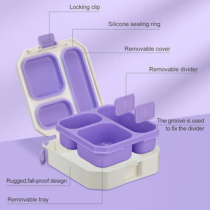 Bento Lunch Box for Kids with 12oz Soup Thermo Leak-Proof Lunch Food Container with 5 Compartment Thermo Hot Food Jar and Insulated Lunch Bag for Kid Toddler Girls Boys to School