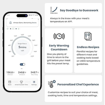 Meat Thermometer Digital Wireless - Remote Instant Temperature Read, Four-Clover Probe, Smart Meat Thermometers for Cooking, Grilling, Smoking, Pro Version