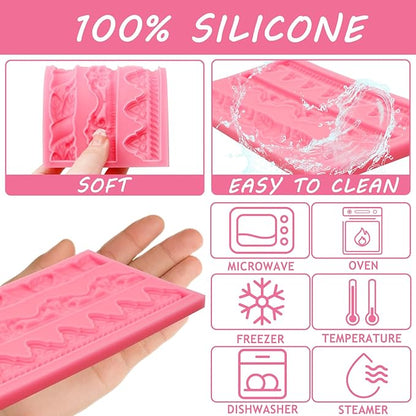 Art Molds for Cake Decoration, Baroque Scroll Silicone Fondant Molds, Floral Relief Border Chocolate Baking Molds for Resin Plaster Air Dry Clay(3-Cavity)