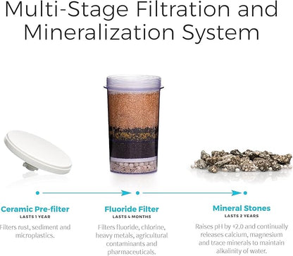 Santevia Gravity Water System Filter | at Home Water Filter That Makes Water Alkaline and Adds Minerals | Chlorine and Fluoride Filter (Countertop Model)