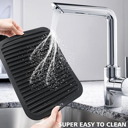 Silicone Trivets for Hot Pots and Pans, 3 Pack Heat Resistant Pot Holders for Kitchen Large Silicone Trivet Mat for Hot Dishes, Black Hot Pads for Kitchen Counter, Hot Mats Spoon Rest, 9 * 12 Inches